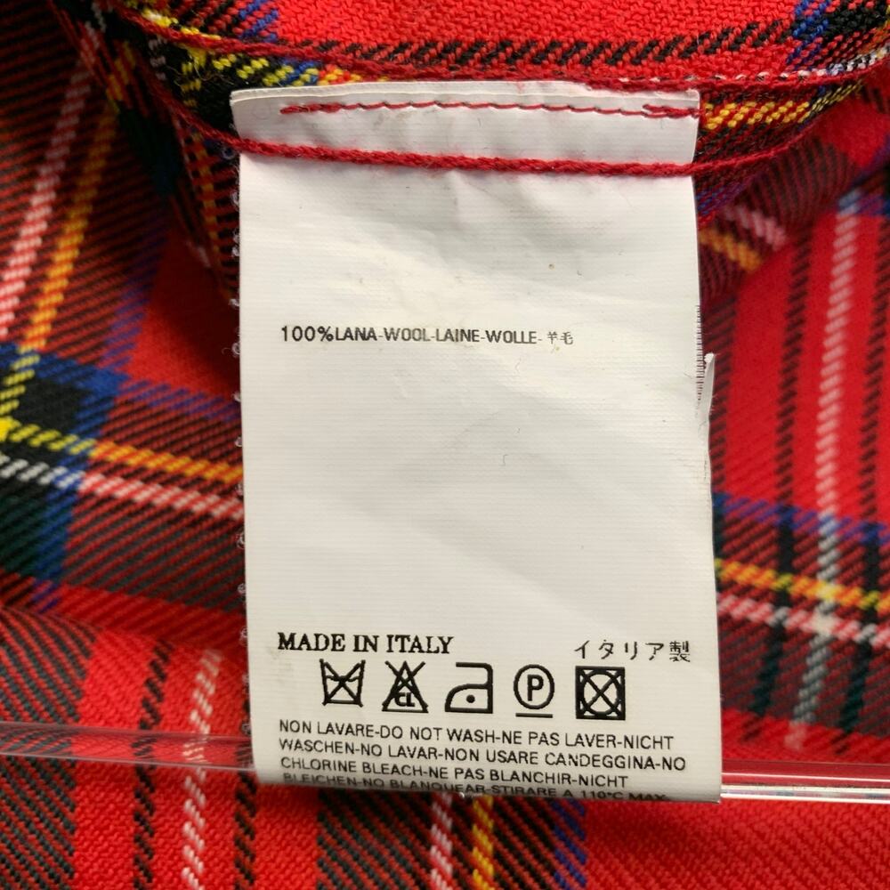 Dsquared2 Size 38 Red Multi Color Plaid Wool Butt… - image 7